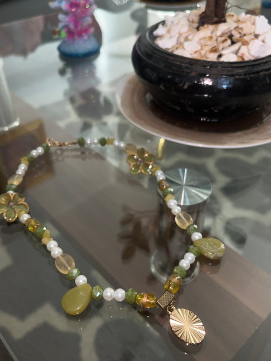 "Green Eternal Sunshine" Stone Necklace