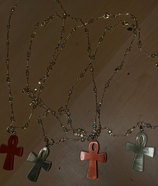 Ankh Pendant w/ jeweled chain. 