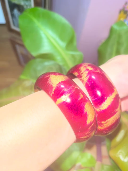 Crimson Ember Gold Bangles